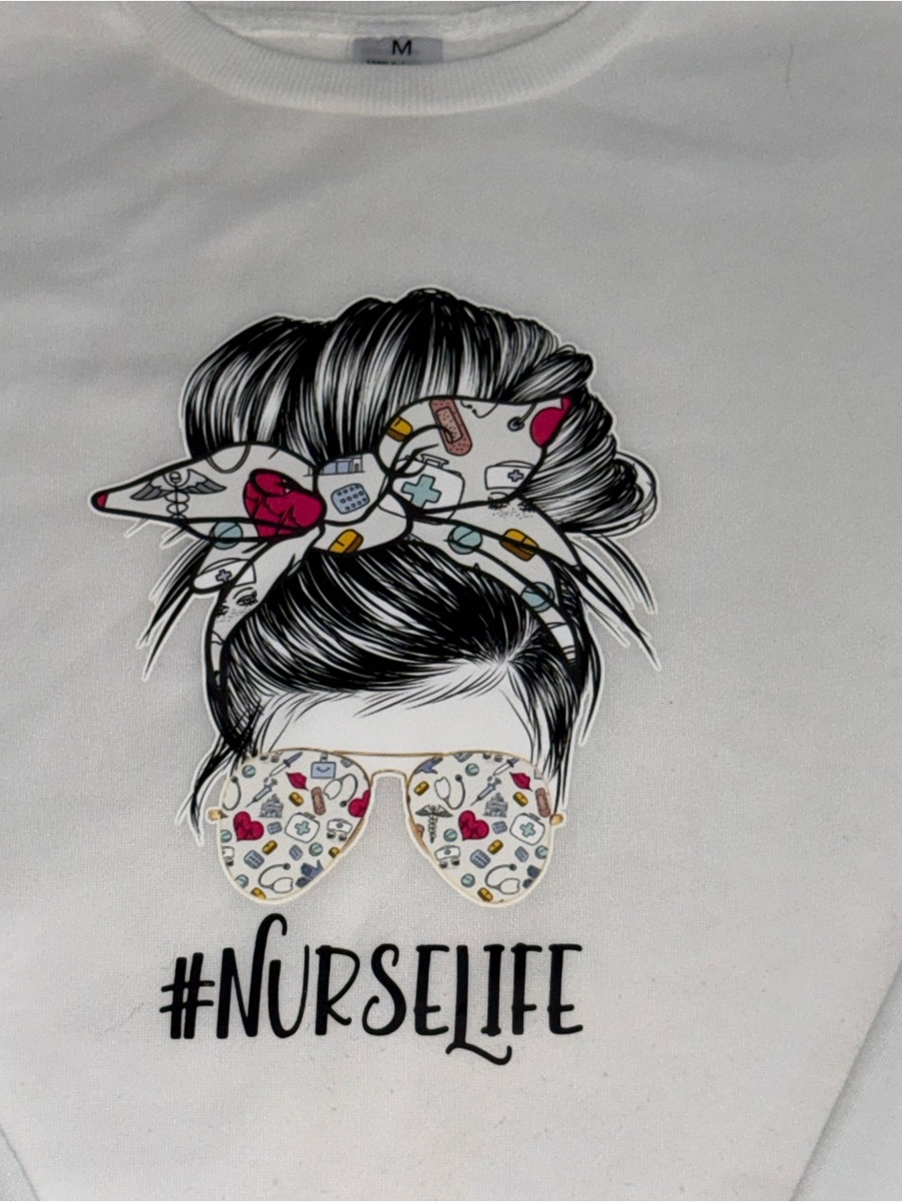 Nurse Clothing Bundle Med Couture Scrub Top NurseLife Sweatshirt Graphic Tees M - Picture 4 of 14